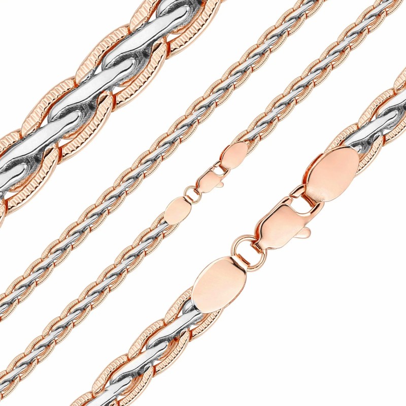 Apzeltītā ķēdīte Spiga kviešu vārpas vīto posmu ar grāvējumu pinums