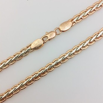 Apzeltītā ķēdīte Spiga kviešu vārpas vīto posmu ar grāvējumu pinums