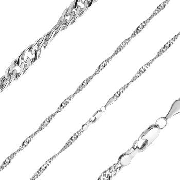 Ķēdīte ar rodija pārklājumu Singapūras klasisks vienkāršo posmu pinums