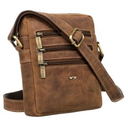 Vīriešu plecu soma PETERSON dabīgā āda