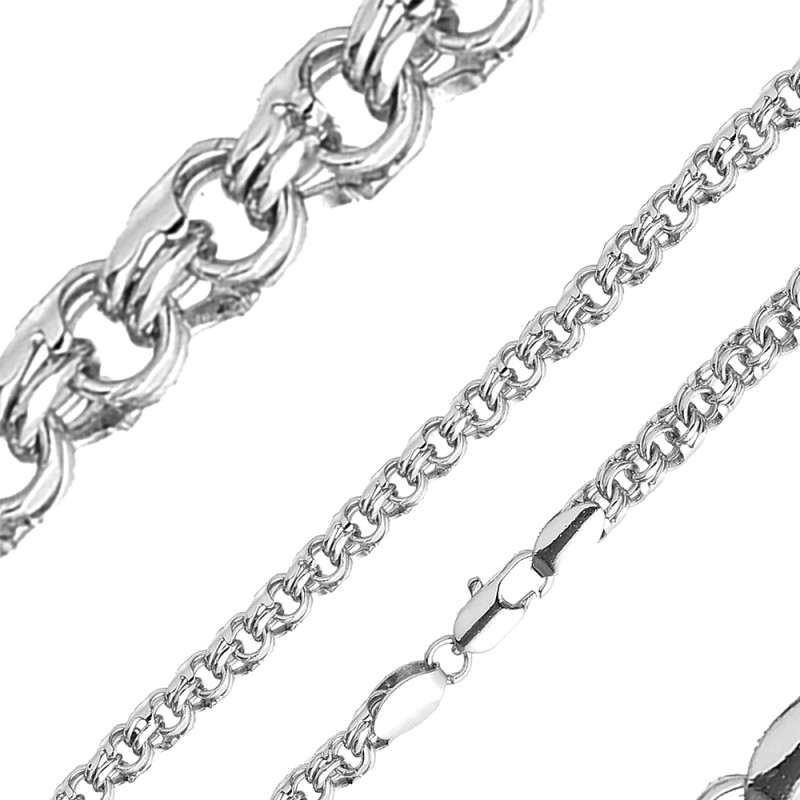 Rokassprādze ar rodija pārklājumu Bismarks pinums dubultais rolo