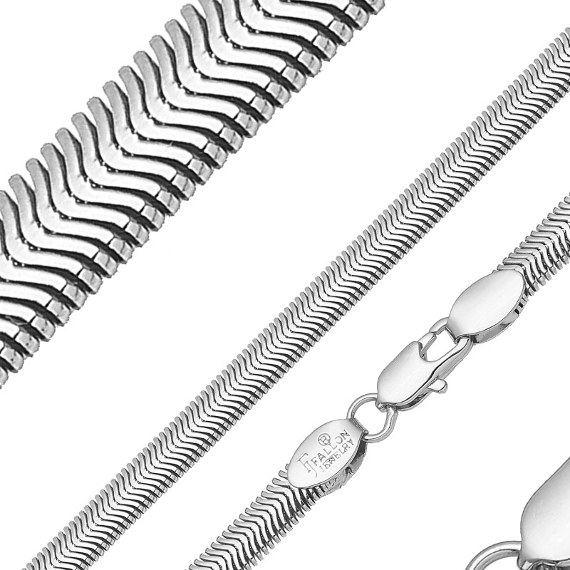 Rokassprādze ar rodija pārklājumu Plakanu čūskas skeleta posmu virkne