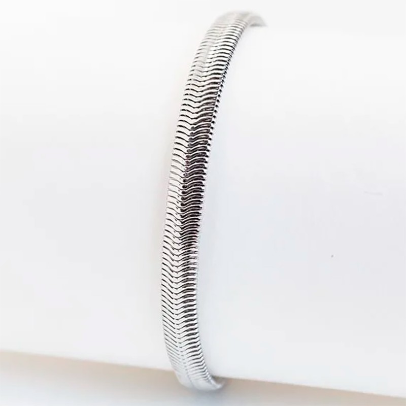 Rokassprādze ar rodija pārklājumu Plakanu čūskas skeleta posmu virkne