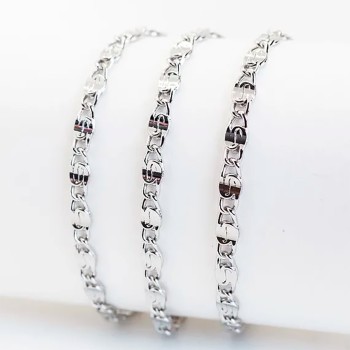 Ķēdīte ar rodija pārklājumu Klasiskā saplacinātu gliemežu posmu virkne