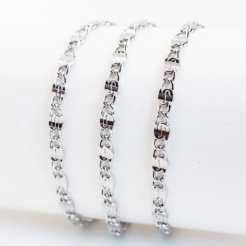 Ķēdīte ar rodija pārklājumu Klasiskā saplacinātu gliemežu posmu virkne