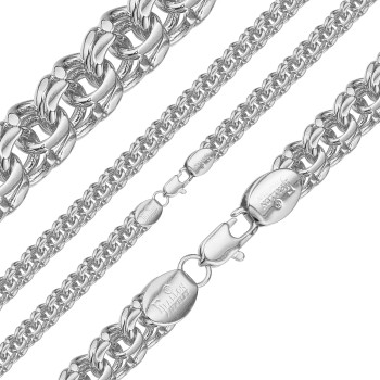 Ķēdīte ar rodija pārklājumu Bismarks pinums dubultais rolo