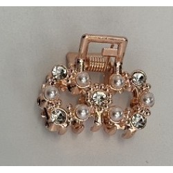 Matu sprādze-krabis ar strazām un pērlēm X-H