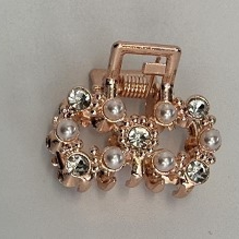 Matu sprādze-krabis ar strazām un pērlēm X-H