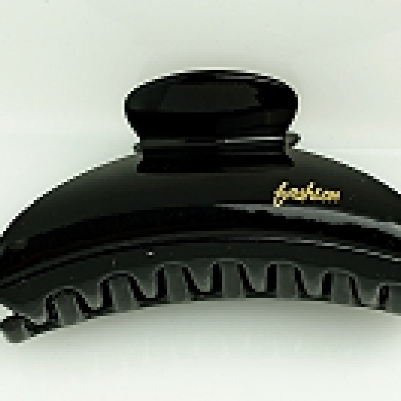 Matu sprādze-KRĀBIS ar uzrakstu Fashion loka forma 8,5cm melna