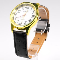 OMAX rokas pulkstenis vīriešu Ø4,1cm ar ādas siksnu
