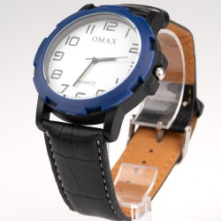 OMAX rokas pulkstenis vīriešu Ø4,6cm ar ādas siksnu