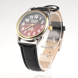 ALEX rokas pulkstenis Ø3,6cm ar ādas siksnu